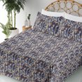 thumbnail image 3 of Ambesonne Leaf Print Fitted & Flat Sheet with Sham 3 Pcs Set, Botany Nostalgia Leaves, Twin, Fawn Indigo and Dusk, 3 of 5