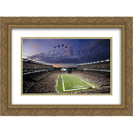 Gillette Stadium Framed - Gillette Stadium 2x Matted 24x20 Gold Ornate Framed Art Print from the Stadium Series