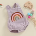 thumbnail image 2 of Musuos Baby Girl Corduroy Romper Overalls 0-12M Rainbow/Strawberry Embroidery Sleeveless Jumpsuit, 2 of 8
