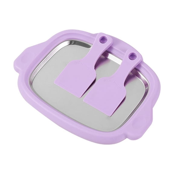 Stainless Steel Ice Cream Stir Fry Pan, Non-Stick Griddle for Frozen Desserts, 9.8 x 7.9 x 1.8 Inches, DIY Yogurt Ice Cream Maker, Home Kitchen Party Treats,purple