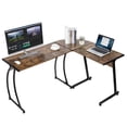 thumbnail image 5 of Home Office L-Shaped Wood Computer Desk Metal Frame Modern Style Workstastion - Brown, 5 of 12