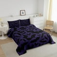 thumbnail image 2 of Halloween Themed Bedding Comforters,Black Bats Animal Print Comforter SetDark Purple Color Adult Duvet Set,Soft, 2 of 6