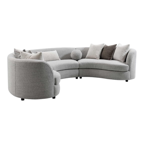 ACME Ivria Fabric Upholstered Sectional Sofa with 9 Pillows in Gray