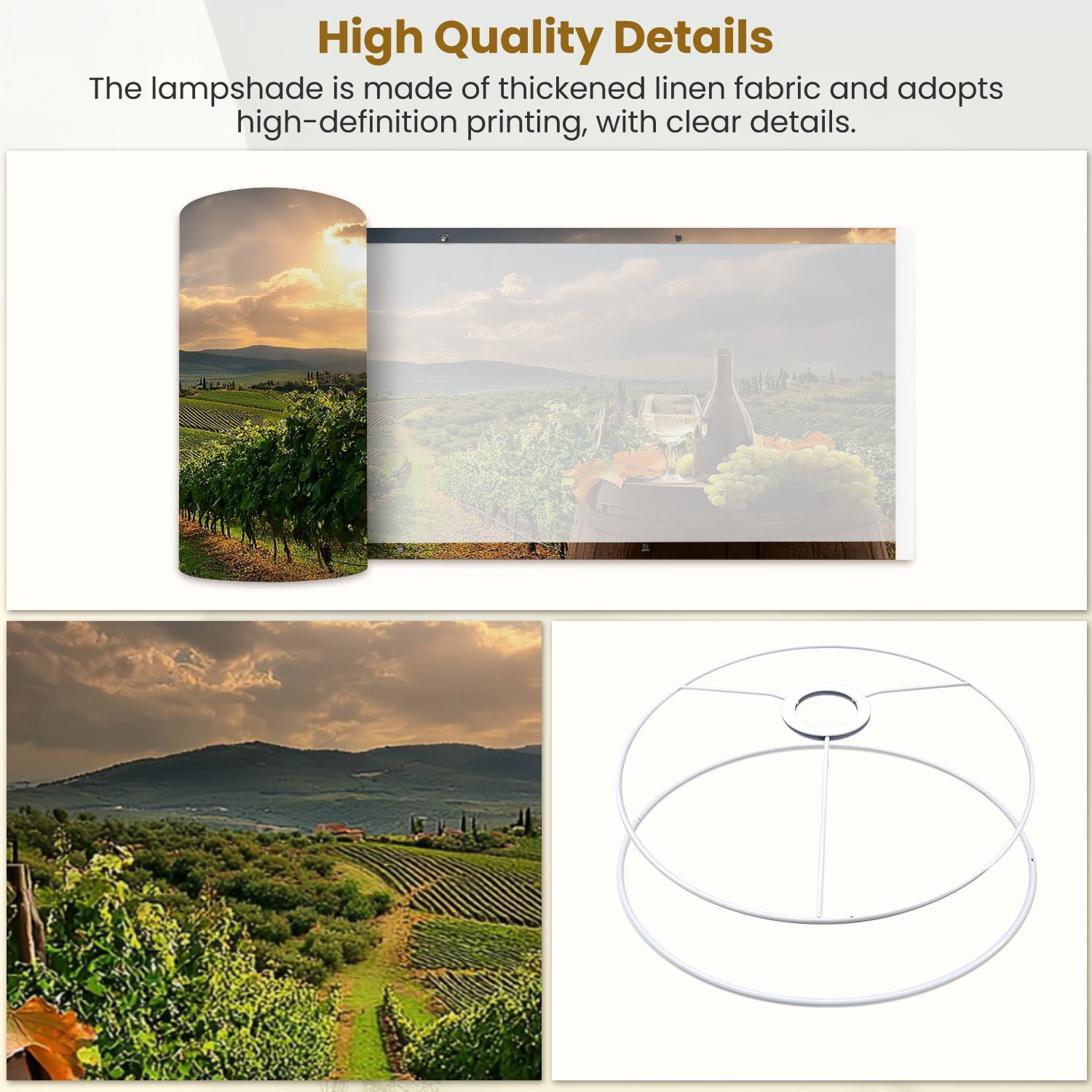Lamp Shades Set of 2 vine landscape wine still life tuscany italy wine 13" x 13" x 10" Lampshade for Table Lamps Floor Lamps Lamp Shade Replacement Easy Assembly Required