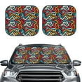 thumbnail image 2 of Naloa Geometry Print 2-Piece Windshield Sunshade,Foldable Car Front Window Sun Shades,for Most Sedans SUV Truck-Medium, 2 of 6