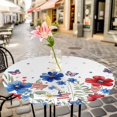 thumbnail image 6 of Blue Red Spring Floral Round Tablecloth for 36-44 Inch Tables,Fitted Table Cover with Elastic Edge,Pastoral Flowers Butterflies Watercolor Waterproof Outdoor Table Cloth Protector for Patio Dinner, 6 of 9