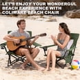 thumbnail image 2 of Coliware Folding Backpack Beach Chair, Army Green Compact Lightweight Camping Chair with Carry Bag Cup Holder, Outdoor Reclining Low-Profile Travel Chair for Adults, Heavy-Duty, 2 of 10