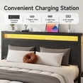 thumbnail image 4 of Bolvdo Queen Bed Frame with Headboard & Footboard, Charging Station, LED Lights, 2 Storage Drawers, Noise-Free, No Box Spring Needed, Classic Black, 4 of 7