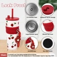 thumbnail image 2 of Farcauo 24 OZ Cherry Stainless Steel Water Bottle Insulated Vacuum Tumbler With Lid and Straw Leak Proof Travel Mug Spill Proof Cup for Hot and Cold Drink Christmas Gifts For Women Mother Girlfriend, 2 of 7