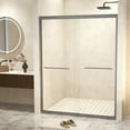 thumbnail image 2 of 44-48 in.W x 72 in.H Double Sliding Framed Shower Door,Clear Tempered Glass,Stainless Steel Frame,Grey, 2 of 9