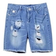 thumbnail image 2 of Pantalones Cortos De Mezclilla Rasgados De Moda Para Hombres, 2 of 8