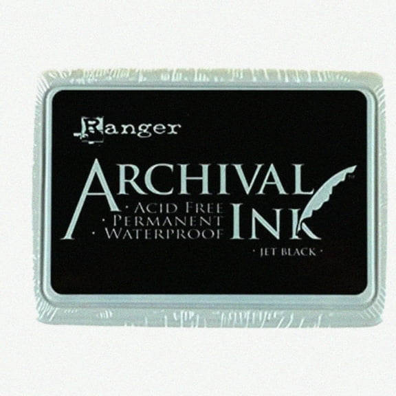 Jet Black Archival Ink Pad - Permanent, Waterproof, Acid-Free, Non-Toxic - No Bleed or Smudge, Vivid Crisp Stamping - Air Dry or Heat Set