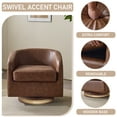 thumbnail image 4 of UBesGoo Swivel Accent Chair with High Resilience, PU Single Lounge Chair, Upholstered Club Armchair for Office Living Room, Brown, 4 of 8
