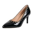 thumbnail image 6 of Stiletto Heels for Women Closed Toe High Heeled Leather Pointed Pumps Sexy Comfortable Slip on Classic Wedding Dressy Shoes Black Size 8, 6 of 6