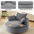 thumbnail image 5 of 360° Swivel Sofa Chair Accent Barrel Chair 57.5" Swivel Round Chair with Dual-layer Cushion Design and 3 Removable Pillows for Living Room, Bedroom, Office, Apartment, Hotel, Easy Assembly, Gray, 5 of 9