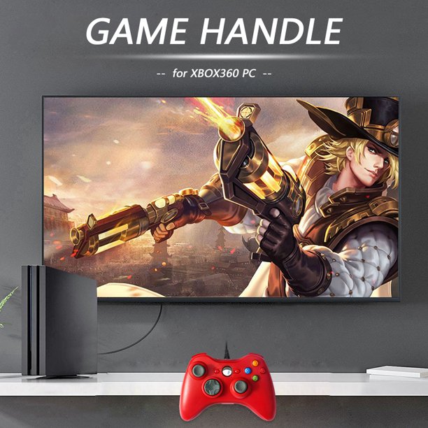 Controlador con cable Controlador de juegos Gamepad ergonómico para Xbox 360 (rojo)