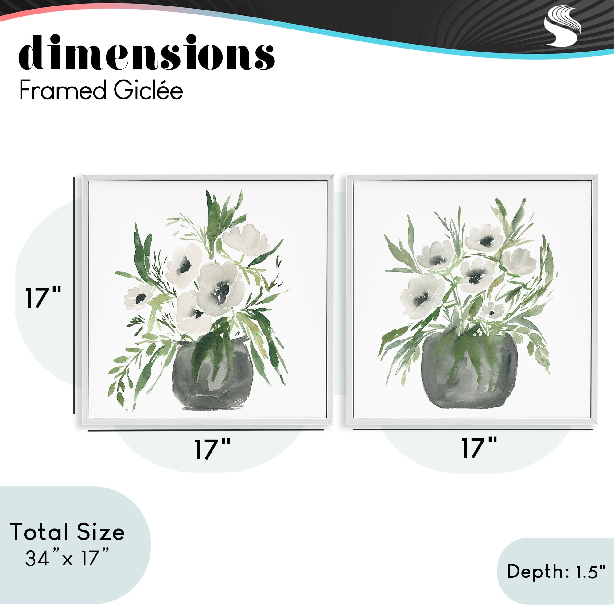 Stupell Industries White Anemone Vases 2 Piece White Framed Giclee Art Set, design by Lucille Price