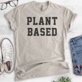 thumbnail image 2 of Plant Based T-Shirt, Unisex Women's Men's Shirt, Cute Vegan T-shirt, Veganism Shirt, Light Silk Gray, X-Small, 2 of 6