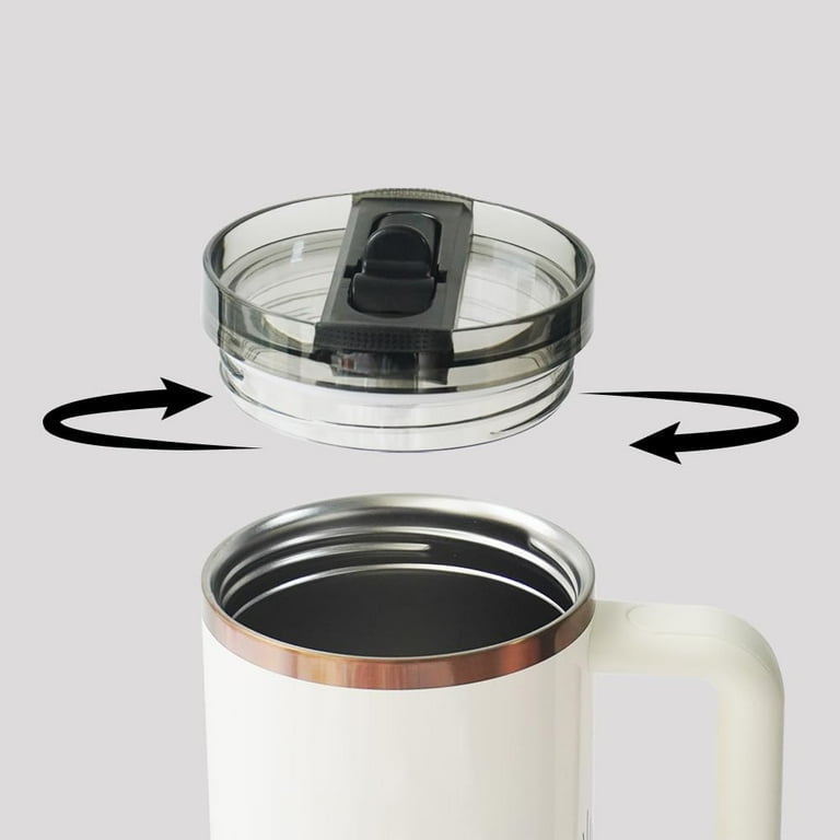 Leakproof Flip Straw Lid 40 oz, Replacement for Quencher H2.0 ProTour Tumbler, Removable Spout, , Black