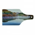 thumbnail image 1 of Landscape Cutting Board, Lake and Mountain Landscape in the Autumn Fall Heavenly Spaces in Earth, Decorative Tempered Glass Cutting and Serving Board, Wine Bottle Shape, Multicolor, by Ambesonne, 1 of 1