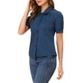 thumbnail image 4 of CAMISA DE ALGODÓN CON MANGAS CORTAS Y BOTONES PARA MUJERES ELEGANTE INSPIRADA CHIC TALLA 1 S, 4 of 6