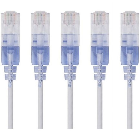 UPC: 0889028032169 | Monoprice 5-Pack  SlimRun Cat6A Ethernet Network Patch Cable  5ft White
