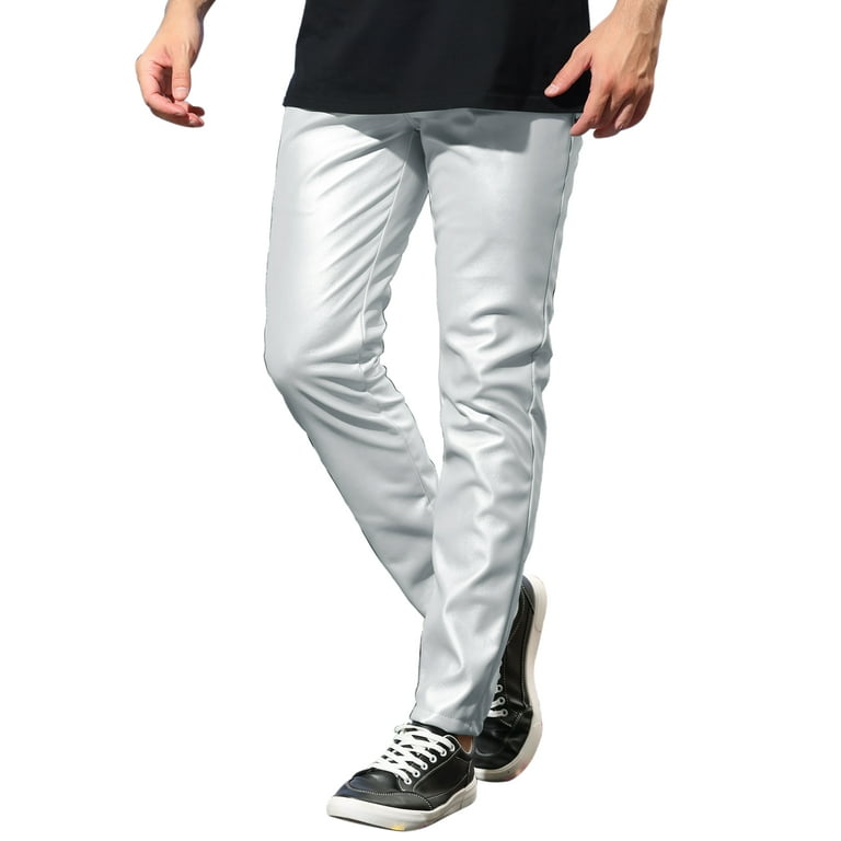 Unique Bargains Men's Metallic Slim Fit Night Club Disco