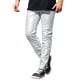 thumbnail image 5 of Pantalones de hombre Inspire Chic de imitación de cuero, ajustados, con cremallera, color sólido, talla 32, plateados, 5 of 6