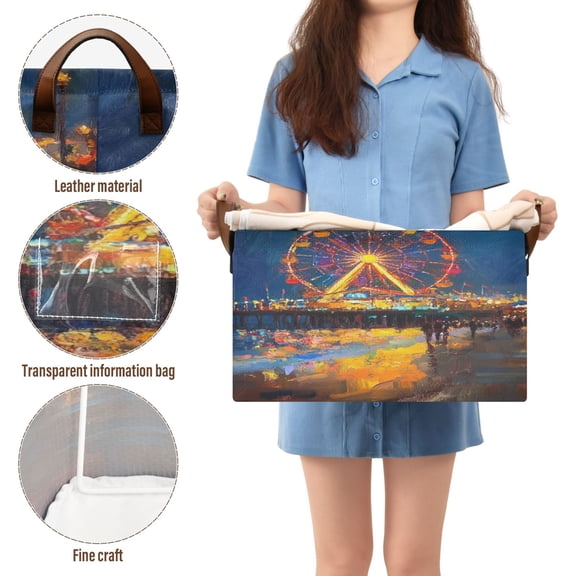 BZSMCE Collapsible Fabric Cube Storage Bins Ferris Wheel Painting Design Pattern Storage Box