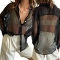 thumbnail image 4 of SAYOO Blusa femenina, solapa, botón de manga larga, blusa transparente para mujeres SAYOO moda, 4 of 8
