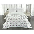 thumbnail image 3 of Ambesonne Eyelash Quilted Bedspread Set 3 Pcs, Winking Eyes Hearts, King Size, Fuchsia Pale Blue Black, 3 of 5