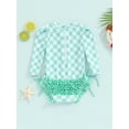 thumbnail image 3 of Bagilaanoe Checkerboard Long Sleeve Rash Guard One-Piece Swimsuit (Girl’s), 3 of 8