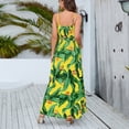 thumbnail image 3 of Sarapandan Floral Print Slit Dress Charming Adjustable Spaghetti Strap Sling Dress for Women Female Yellow M, 3 of 7