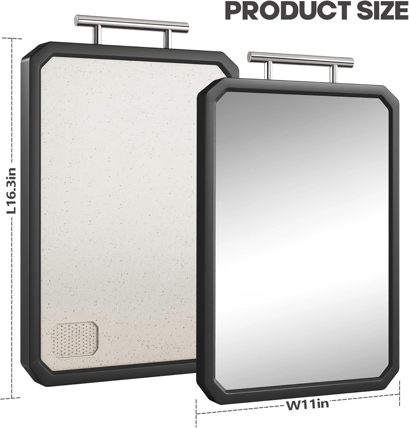 TOPCHANCES Titanium Cutting Board for Kitchen, Double Sided Chopping Board, Titanium Cutting Mat with Juice Groove, Metel Handle & Anti-slip Silicone Edges, 11*16in