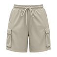 thumbnail image 4 of Gunia Women'S Hiking Shorts Bermuda Shorts Casual Workwear Shorts With Five Pocket Design Lightweight Shorts With Pockets And Drawstring Cargo Shorts Khaki 2Xl, 4 of 4