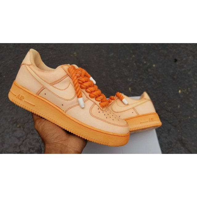 Custom Air Force 1 | Orange Dip Dye Rope Lace | Size 9 Men