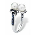 thumbnail image 2 of PalmBeach Jewelry .79 TCW Midnight Blue Genuine Sapphire and Freshwater Pearl Platinum-plated Sterling Silver Ring, 2 of 5