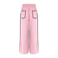 thumbnail image 5 of WMTBSRSW Women's High Waisted Wide Leg Sweatpants with Tie Belt Y2k Barrel Sweatpants Baggy Lounge Pants Casual Boho Beach Trousers with Pockets, 5 of 8