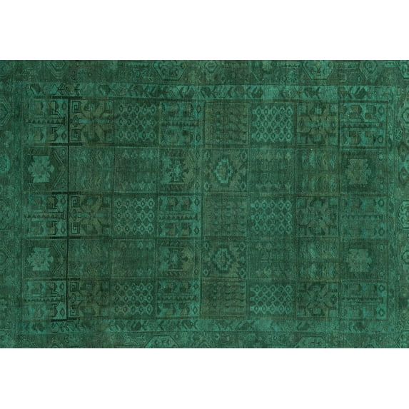 Ahgly Company Machine Washable Indoor Rectangle Abstract Turquoise Blue Modern Area Rugs, 7' x 9'