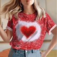 thumbnail image 2 of mihongmao Valentine Shirts for Women Plus Size Women Round Neck Print Casual Print Short Sleeved Short Sleeved Round Neck Top/shirt Red 3X, 2 of 6