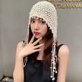 thumbnail image 2 of SikaFu Skullies Beanies New Fashion Women Beanie Hat Stylish Pearl Tassels Crochet Spring Summer Hat Beanies for Women, 2 of 6