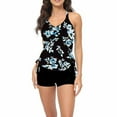 thumbnail image 2 of Jacenvly Swimsuits for Women 2Pcs Bathing Suits Tankini Sets Swim Tops with Low Waist Boyshorts Black, 2 of 7