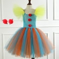 thumbnail image 2 of TFEOQRY Toddler Children's Clown Outfit Color Block Set Dress with Hair Clips Sleeves Carnival Party Orange, 2 of 3
