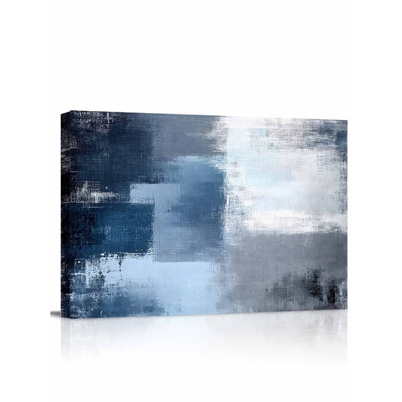 Navy Blue Grey Wall Art for Living Room,Canvas Picture Wall Decor for Bathroom Bedroom,Modern Ombre Oil Painted Abstract Art Painting Artwork for Office Kitchen Hallway Dining Room Home Decor 20"x24"