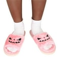 thumbnail image 4 of JeashCHAT Halloween Pumpkin Lantern Fuzzy Slippers Soft Plush Cozy Open Toe Slides Indoor Outdoor Slippers Memory Foam House Bedroom Slippers, 4 of 6