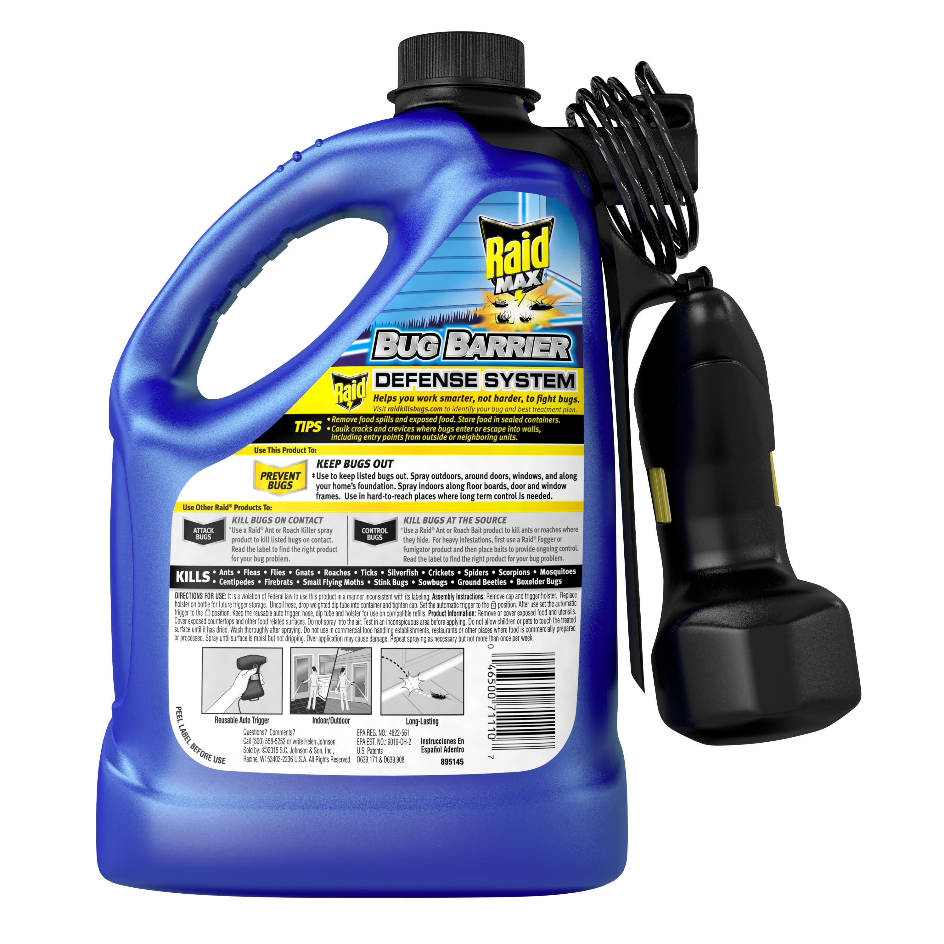 Raid Max Bug Barrier Trigger Starter Kit, Bug Killer, 128 oz, 1 Gallon