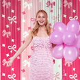 thumbnail image 2 of Pink Fringe Backdrop for Bow Tinsel Foil Curtains for Wedding and Birthday Decorations 3 Pack, 2 of 6