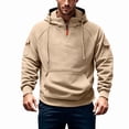 thumbnail image 5 of cocolona Mens Half Zip Hoodies Long Sleeve Drawstring Hooded Sweatshirts Quarter Zip Pullover Hoodie with Multi Pockets, 5 of 6
