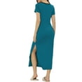 thumbnail image 3 of INSPIRE CHIC Women's Sleepwear Long Pajama Dress V Neck Side Slit Nightshirt Lounge Nightgown XS Peacoke Blue, 3 of 6