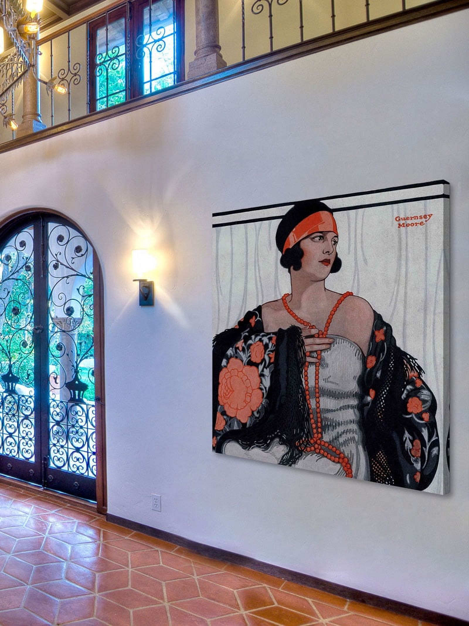 Marmont Hill Vintage Fashion Flapper in Shawl and Beads by Guernsey Moore Painting Print on Wrapped Canvas